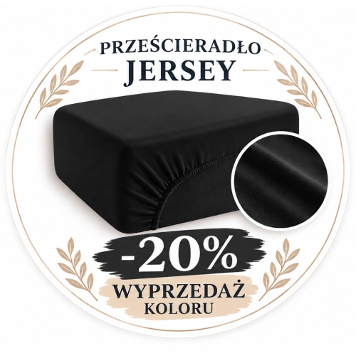 Wyprzedaż Prześcieradło JERSEY z gumką 100% bawełny - 38 czarny